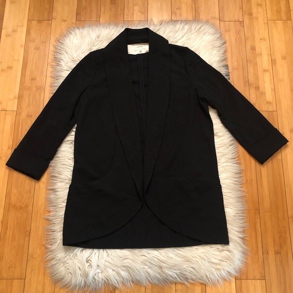 Aritzia Wilfred Chevalier Open-Front 3/4 Sleeves Crepe Black Blazer Jacket 6 - Picture 4 of 14